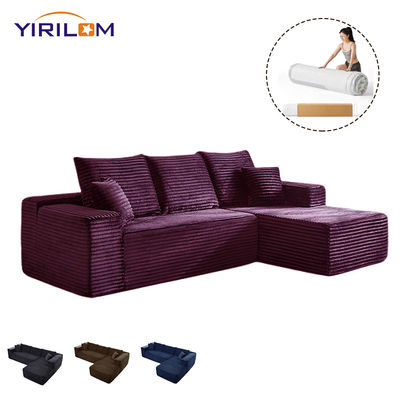 Ghế sofa góc chữ L hiện đại chất lượng cao, thoải mái, thiết kế vải nhung tăm mềm mại, nén chân không, bộ đồ nội thất phòng khách thoải mái