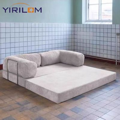 Giá tốt Ghế sofa mô-đun bọc vải trắng sang trọng, thiết kế hiện đại, nén lại để dễ vận chuyển, ghế sofa phòng khách trực tuyến