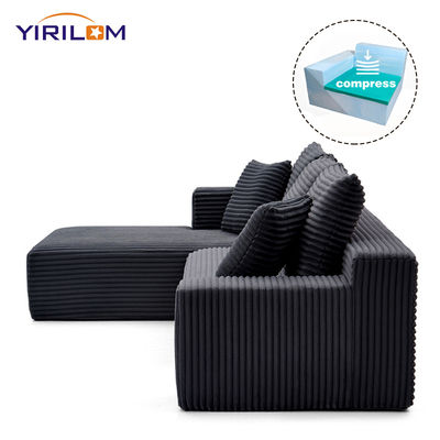 Giá tốt Super Deep L-Shaped Modular Couch với Convertible Chaise và Corduroy Fabric trong Vacuum Compressed Roll trực tuyến