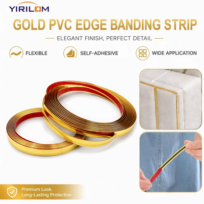 Giá tốt Gold PVC Edge Banding Strip với Matte Metallic Finish 13mm Width 2.8mm Height for Furniture Edge Trim trực tuyến